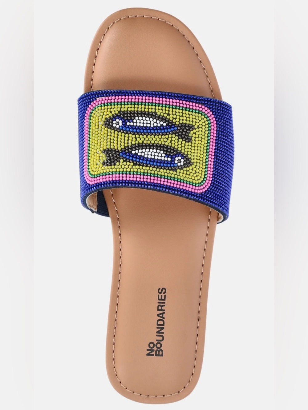 NWT No Boundaries Women’s Size 6 Beaded Fish Slide Sandals Memory Foam